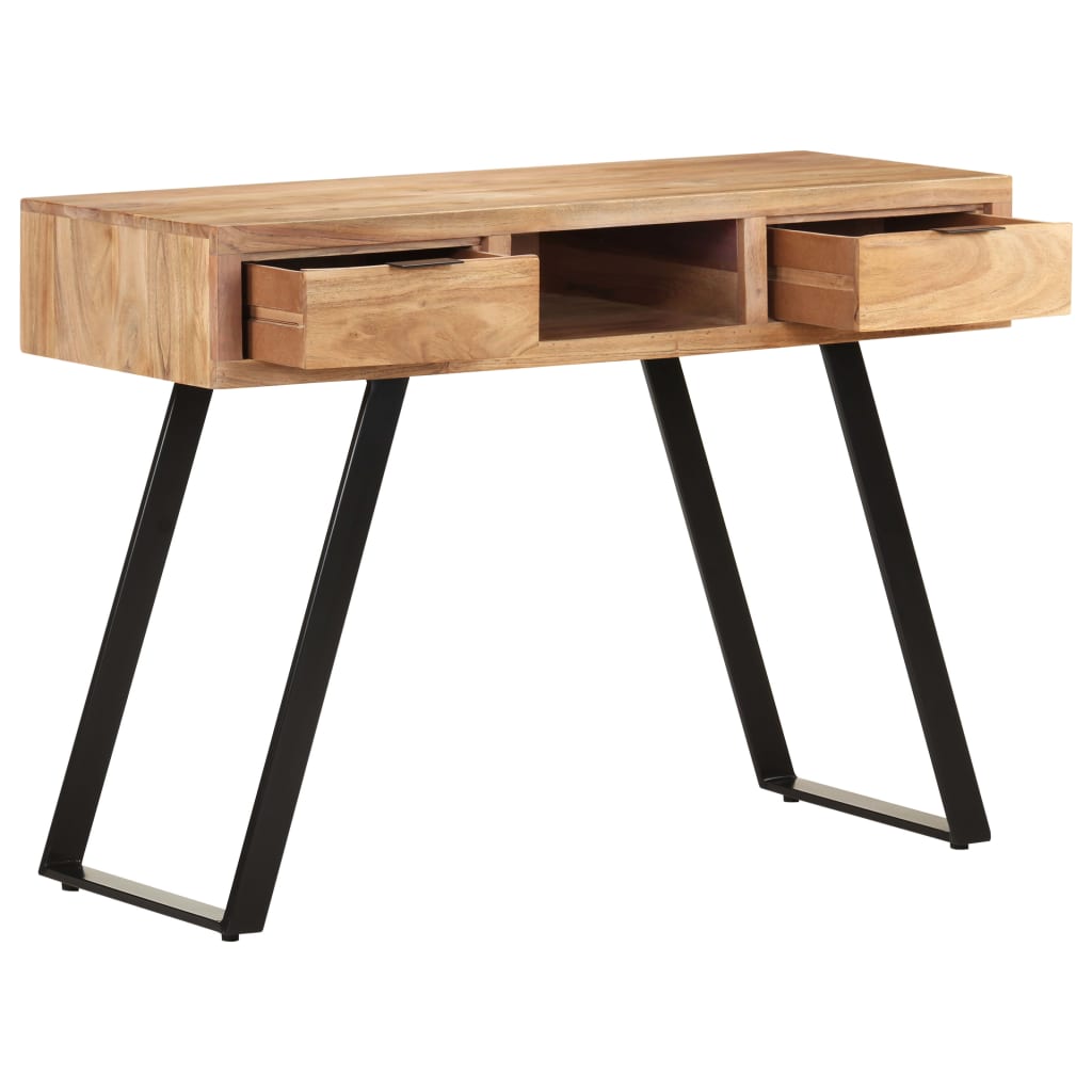 skrivebord 107x45x79 cm massivt akacietræ med naturlige kanter