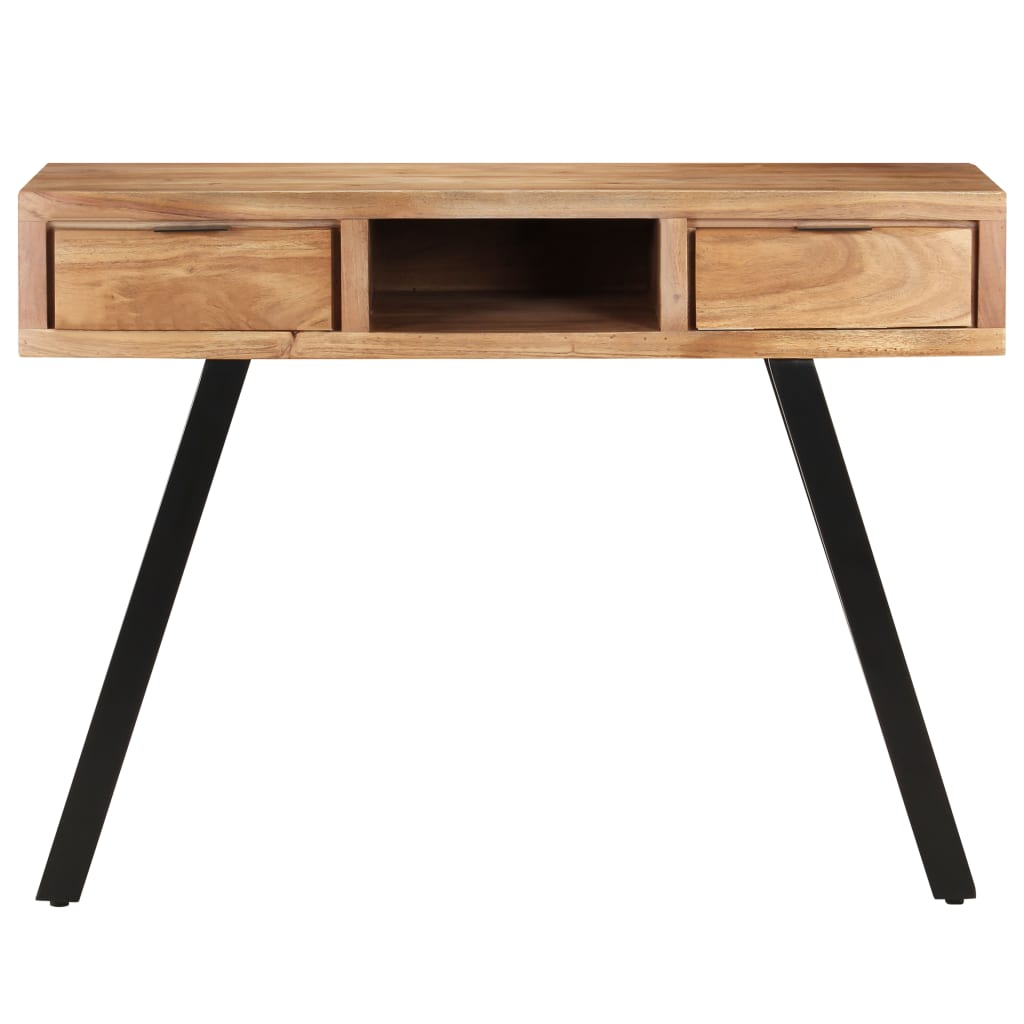 skrivebord 107x45x79 cm massivt akacietræ med naturlige kanter