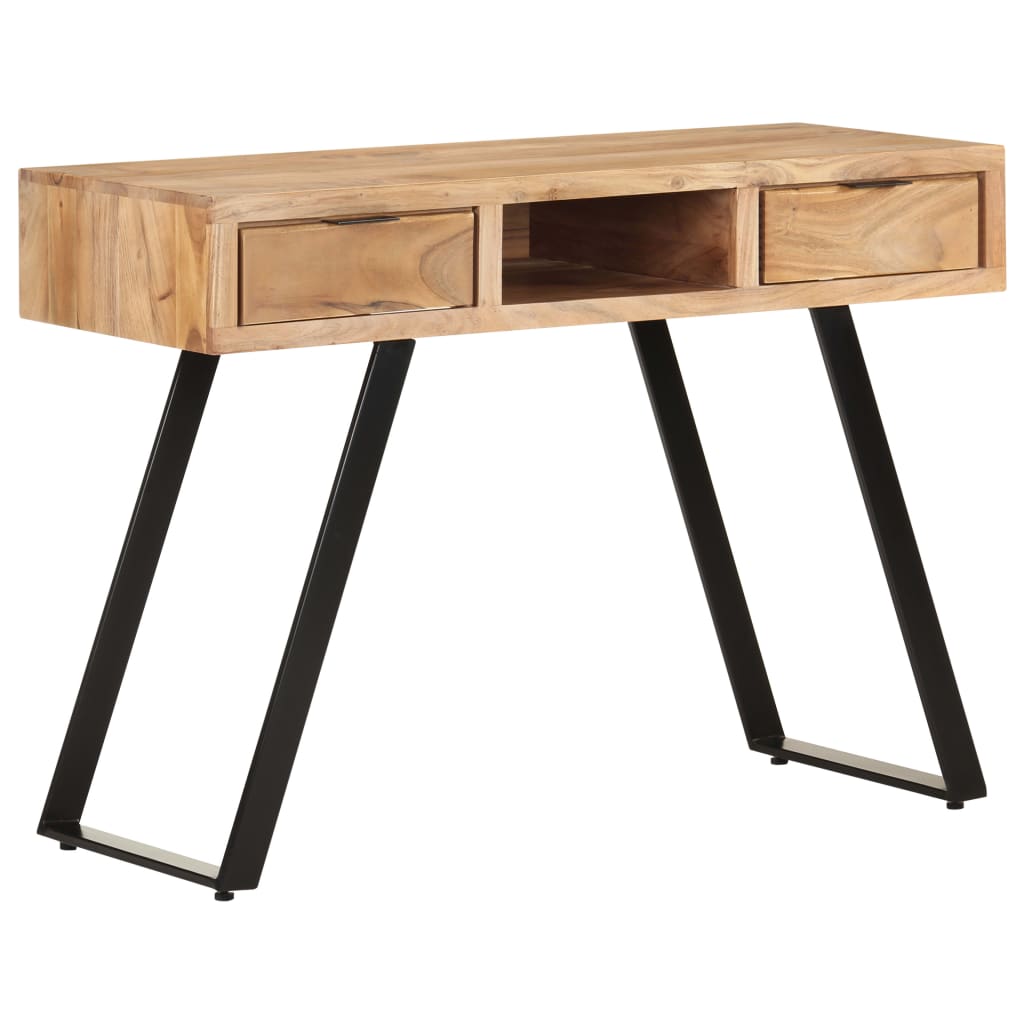 skrivebord 107x45x79 cm massivt akacietræ med naturlige kanter