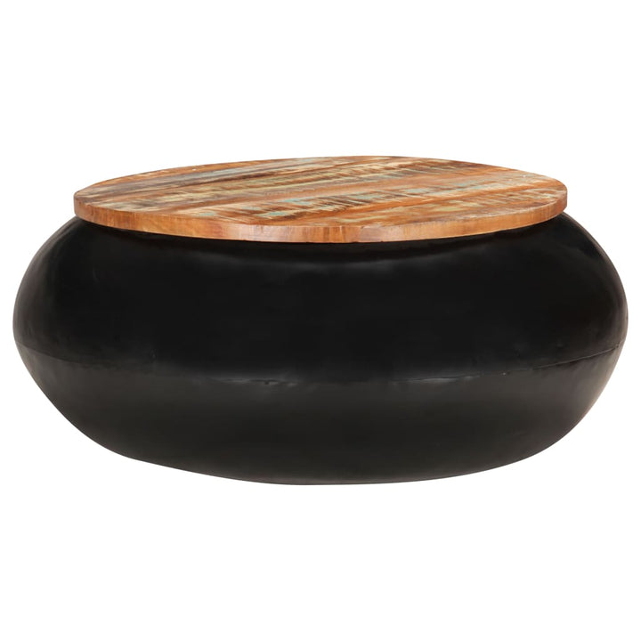 sofabord 68x68x30 cm massivt genbrugstræ sort