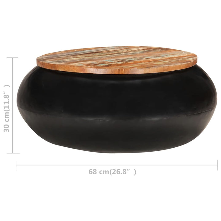 sofabord 68x68x30 cm massivt genbrugstræ sort