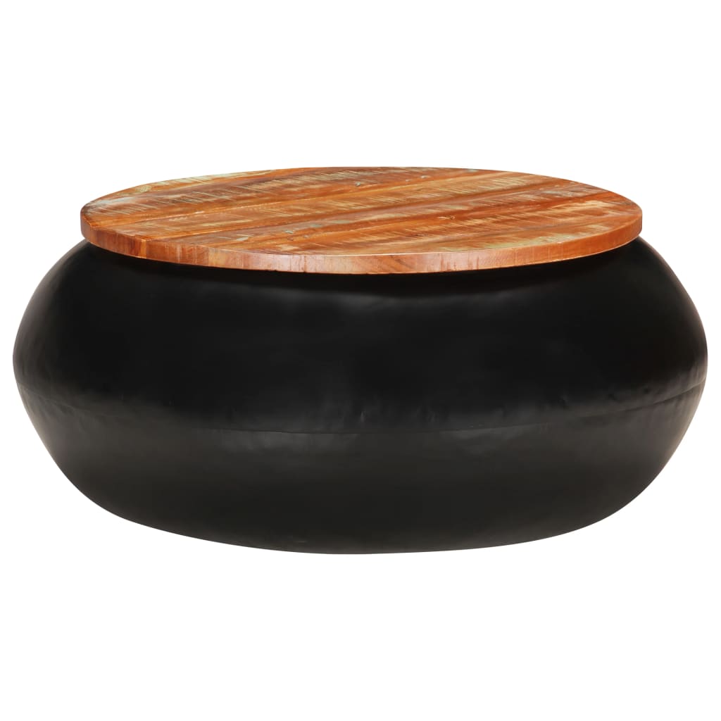 sofabord 68x68x30 cm massivt genbrugstræ sort