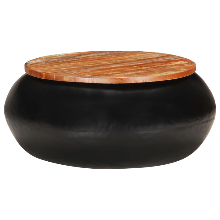 sofabord 68x68x30 cm massivt genbrugstræ sort