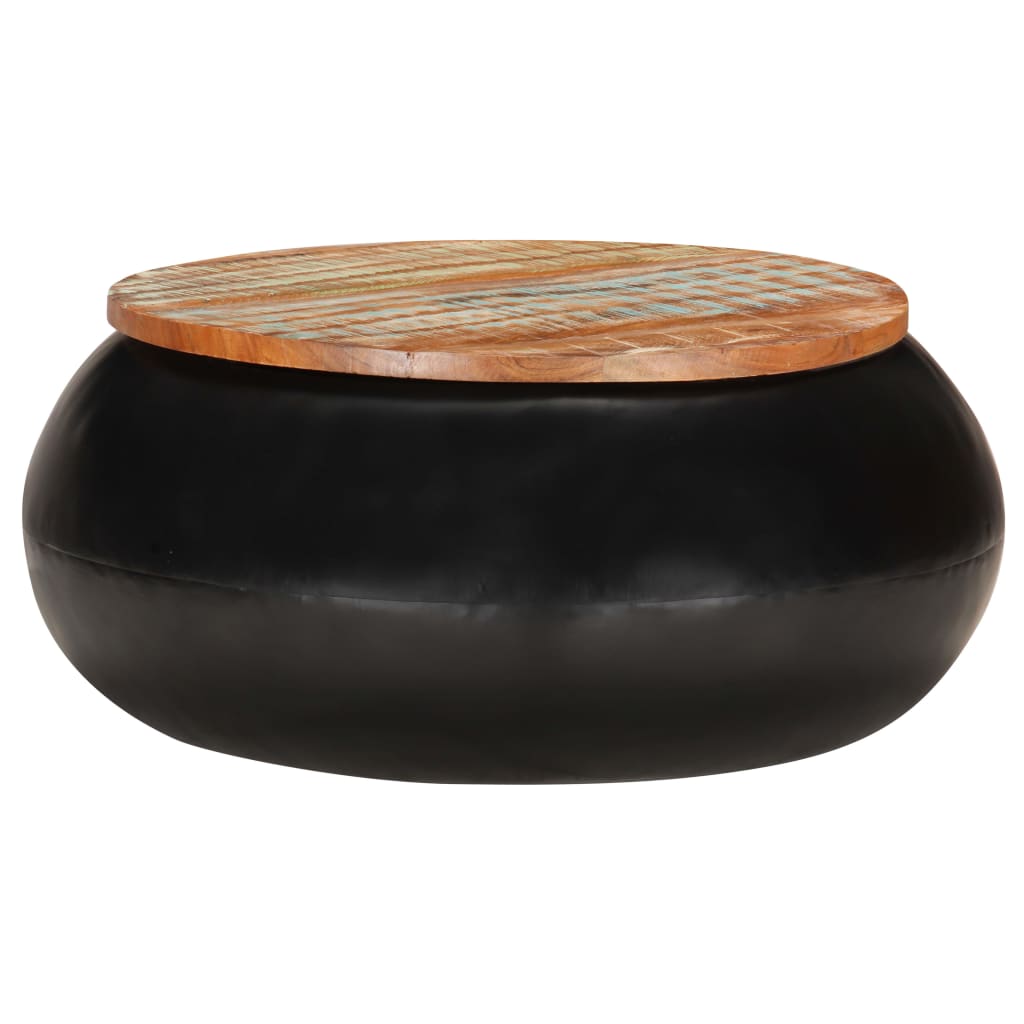 sofabord 68x68x30 cm massivt genbrugstræ sort