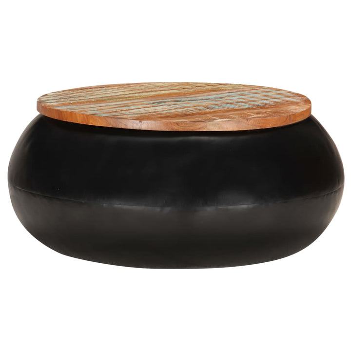sofabord 68x68x30 cm massivt genbrugstræ sort