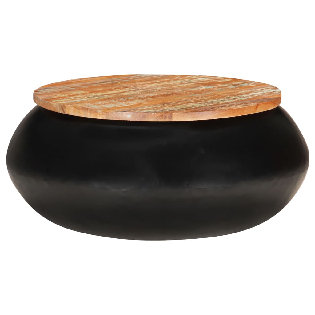 sofabord 68x68x30 cm massivt genbrugstræ sort