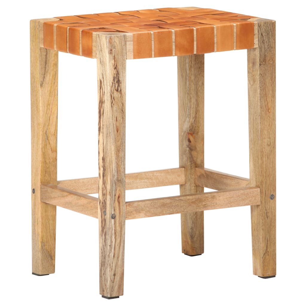 barstole 2 stk. 60 cm ægte læder brun