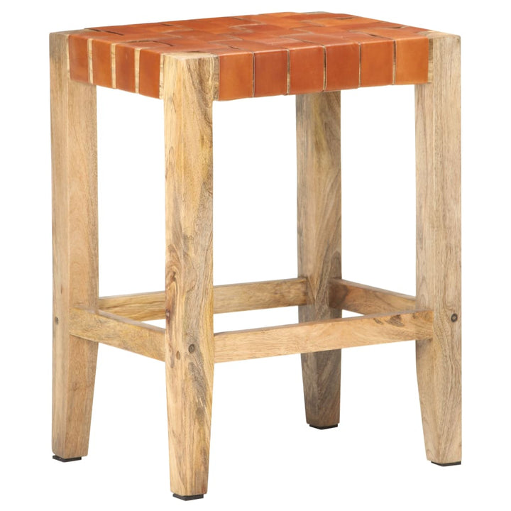 barstole 2 stk. 60 cm ægte læder brun