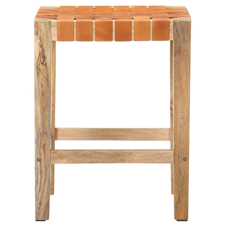 barstole 2 stk. 60 cm ægte læder brun
