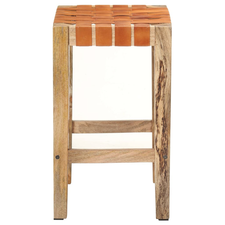 barstole 2 stk. 60 cm ægte læder brun