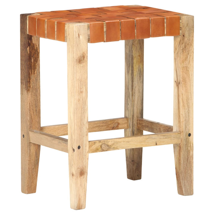 barstole 2 stk. 60 cm ægte læder brun