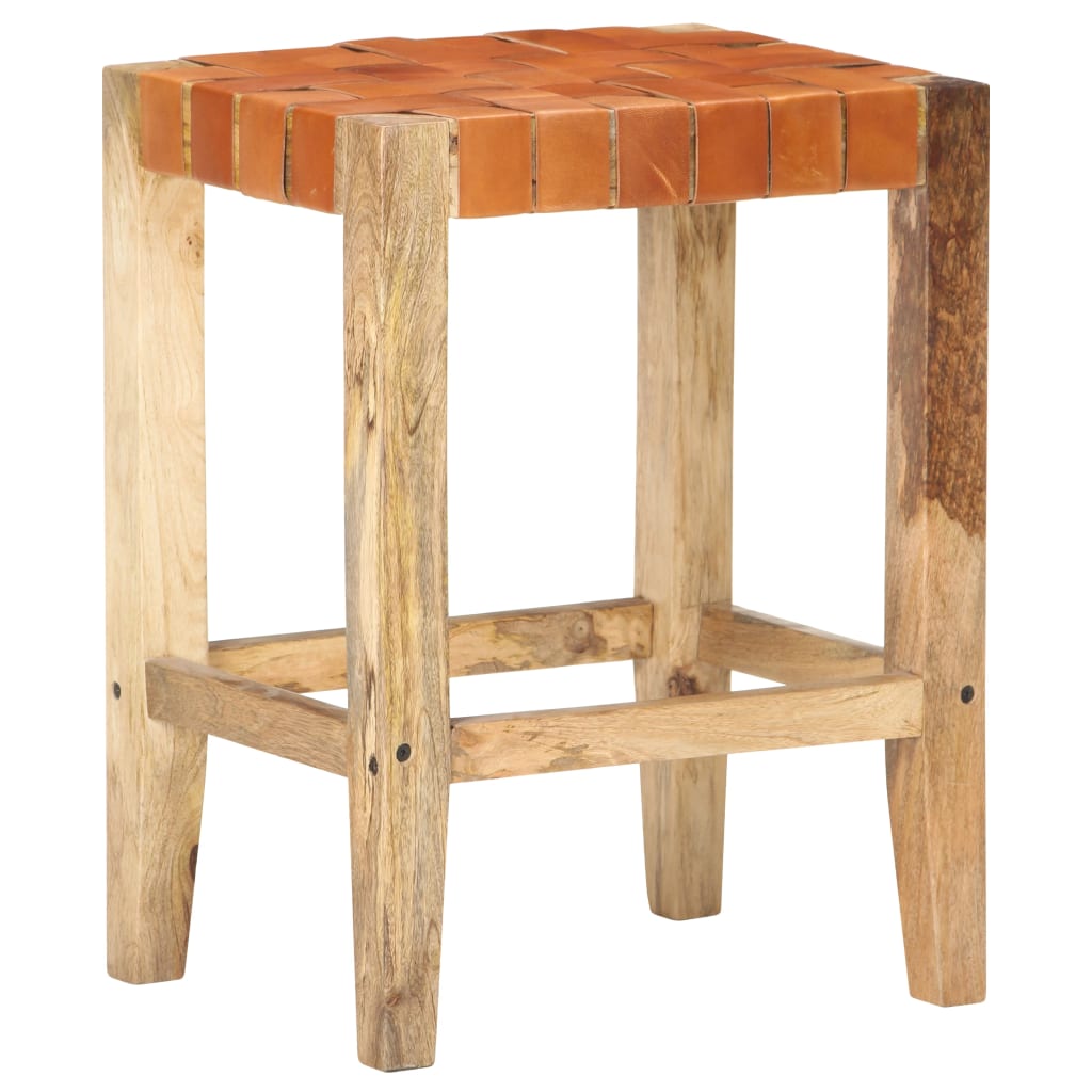 barstole 2 stk. 60 cm ægte læder brun