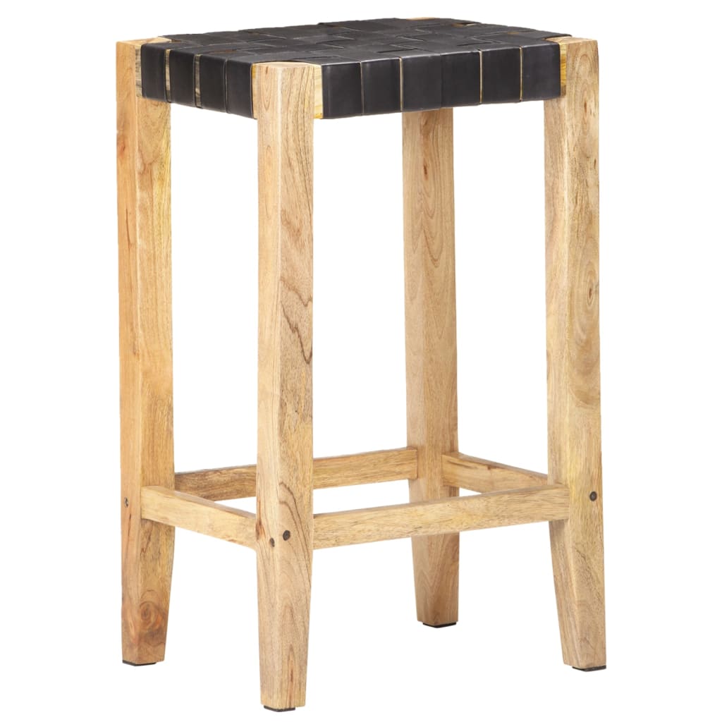 barstole 2 stk. 75 cm ægte skind sort