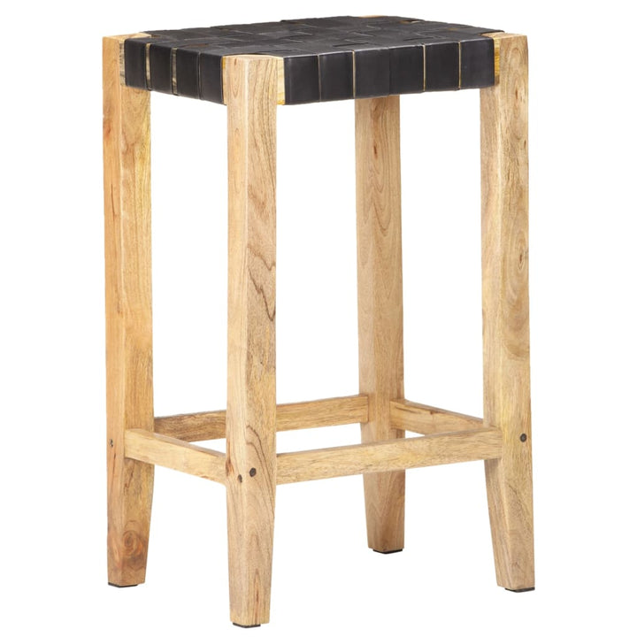 barstole 2 stk. 75 cm ægte skind sort