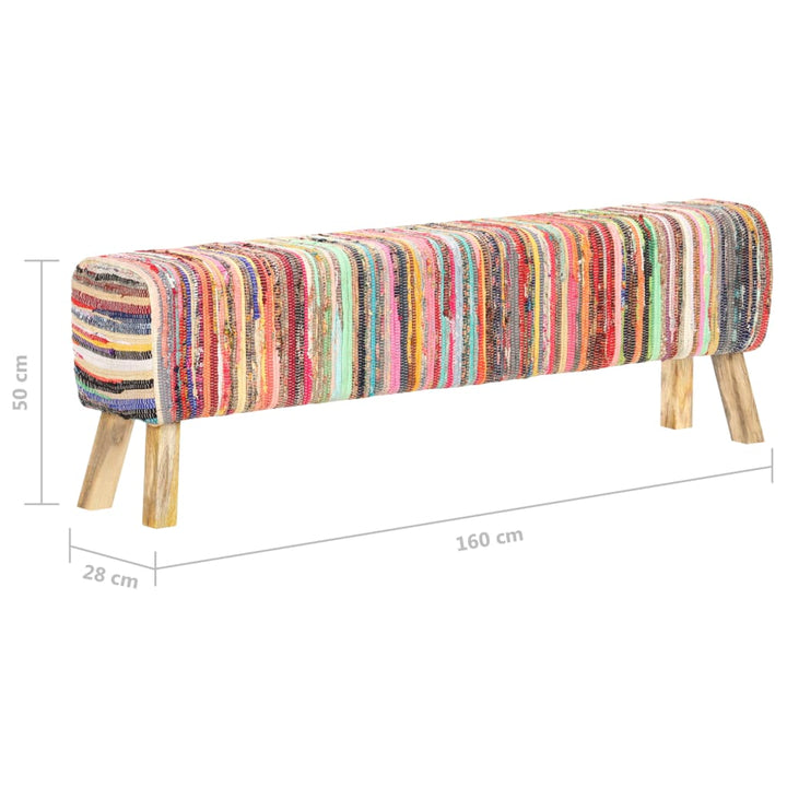 bænk 160 cm chindi-stof flerfarvet