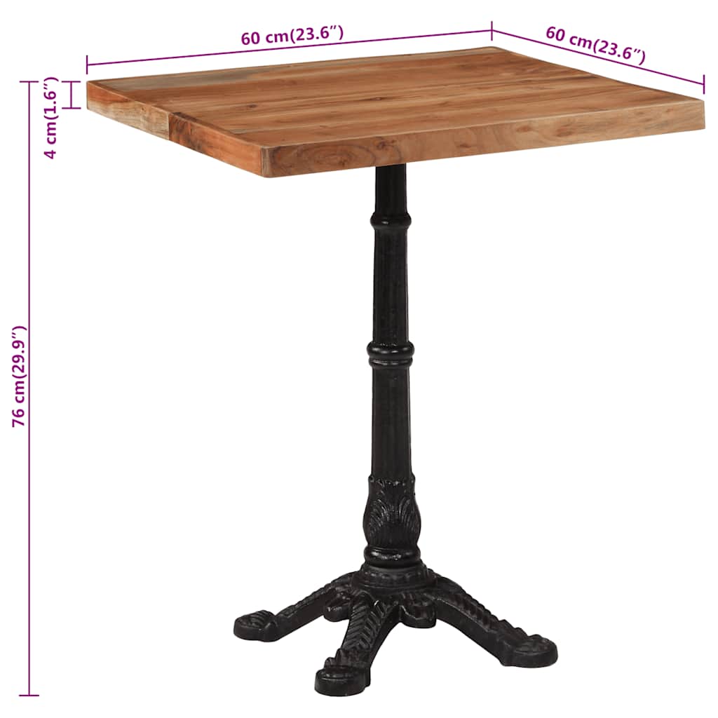 bistrobord 60x60x76 cm massivt akacietræ