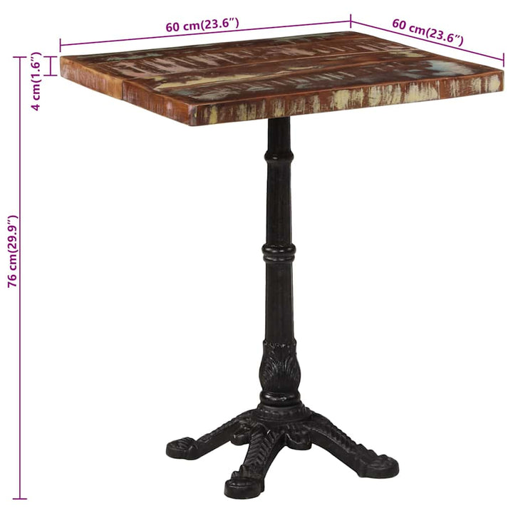 bistrobord 60x60x76 cm massivt genbrugstræ