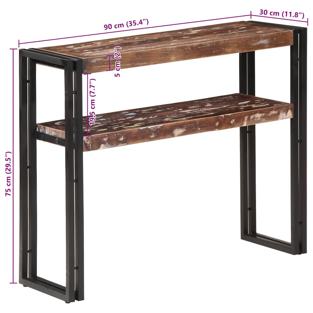 konsolbord 90x30x75 cm massivt genbrugstræ