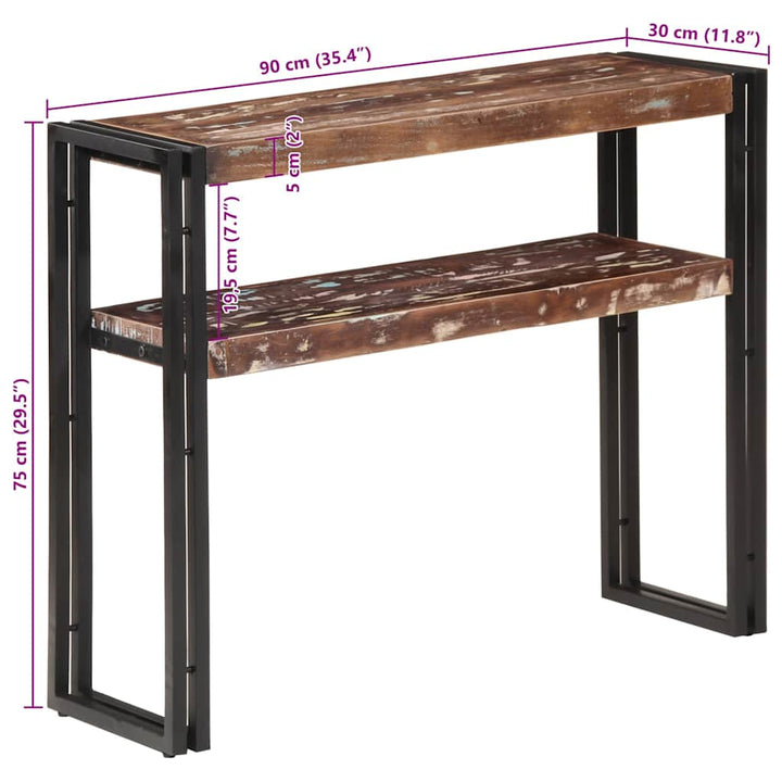 konsolbord 90x30x75 cm massivt genbrugstræ