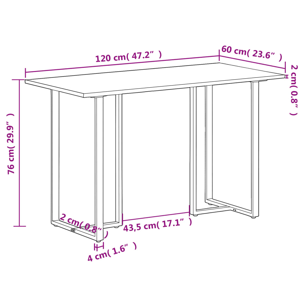 spisebord 120 cm ru mangotræ
