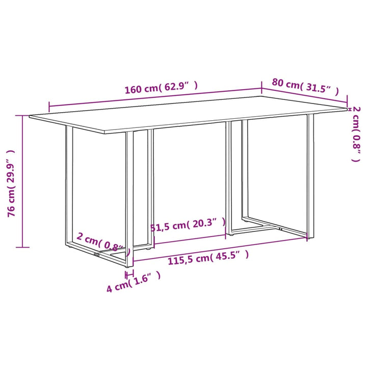 spisebord 160 cm ru mangotræ