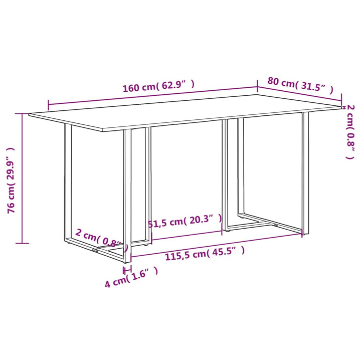 spisebord 160 cm massivt genbrugstræ
