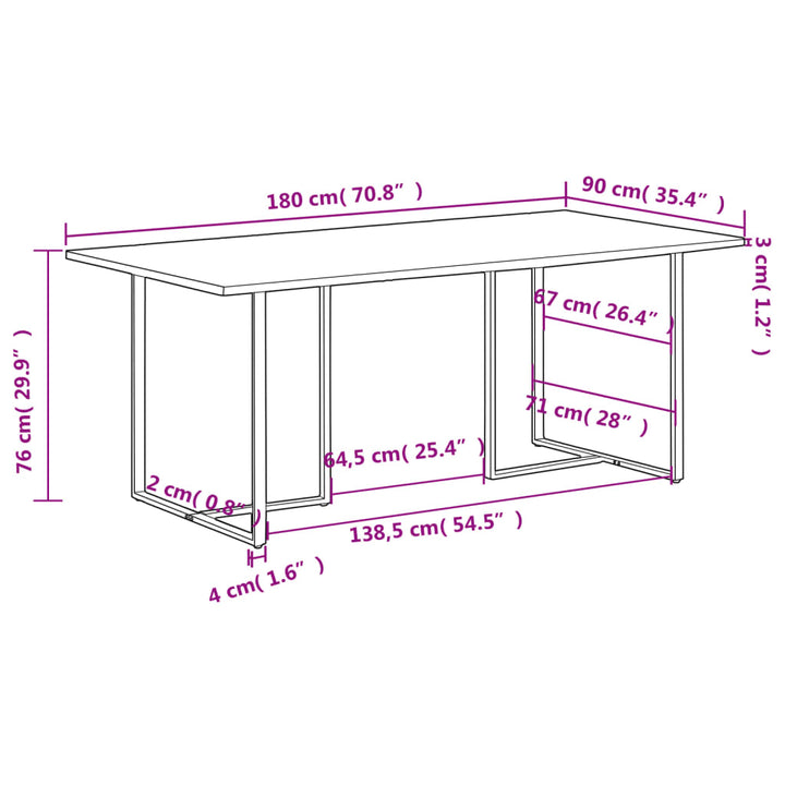 spisebord 180 cm massivt genbrugstræ