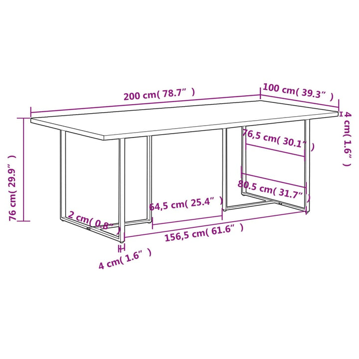 spisebord 200 cm massivt genbrugstræ