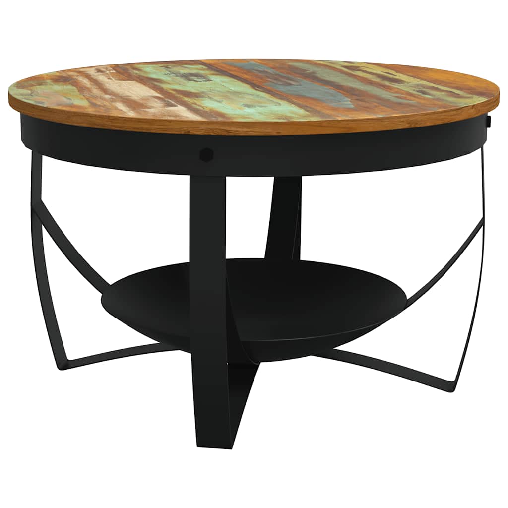 sofabord Ø68x43 cm massivt genbrugstræ