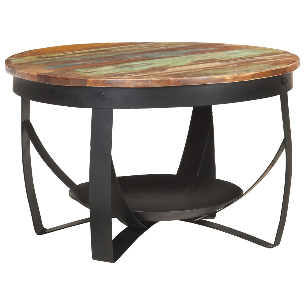 sofabord Ø68x43 cm massivt genbrugstræ