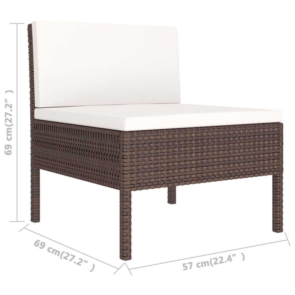 havestole 3 stk. med hynder polyrattan brun