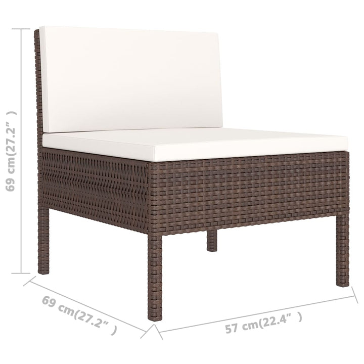 havestole 3 stk. med hynder polyrattan brun