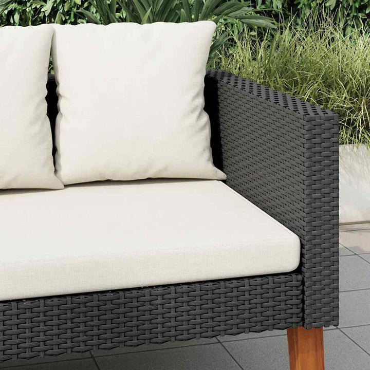3-personers havesofa med hynder polyrattan sort