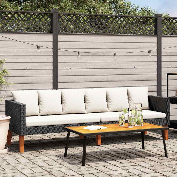 3-personers havesofa med hynder polyrattan sort