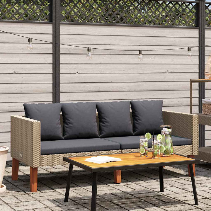 2-personers havesofa med hynder polyrattan beige