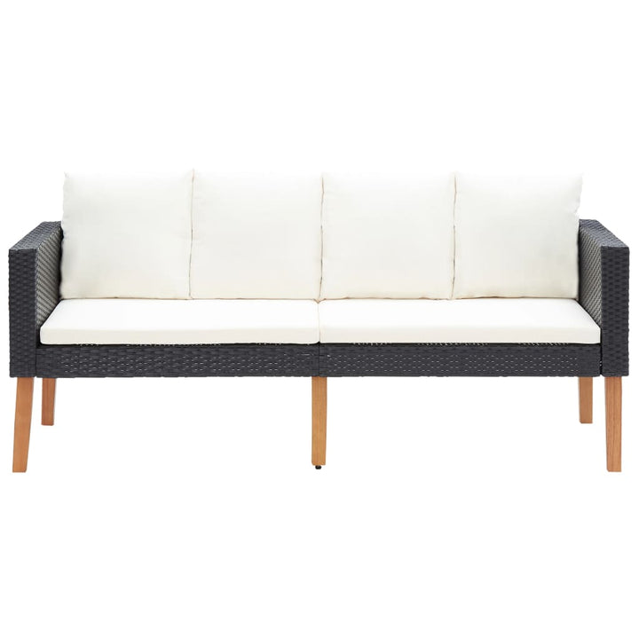 2-personers havesofa med hynder polyrattan sort