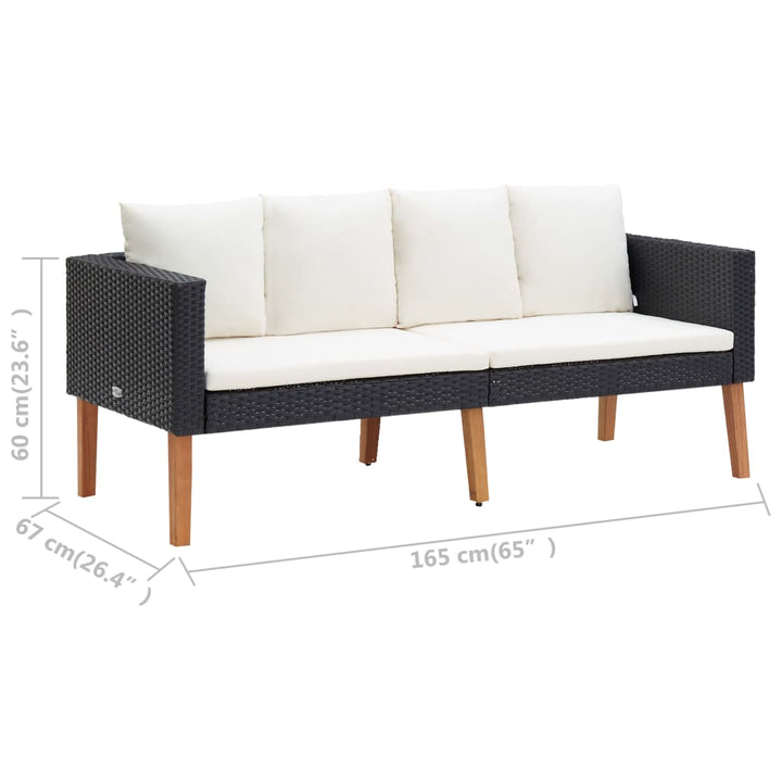 2-personers havesofa med hynder polyrattan sort