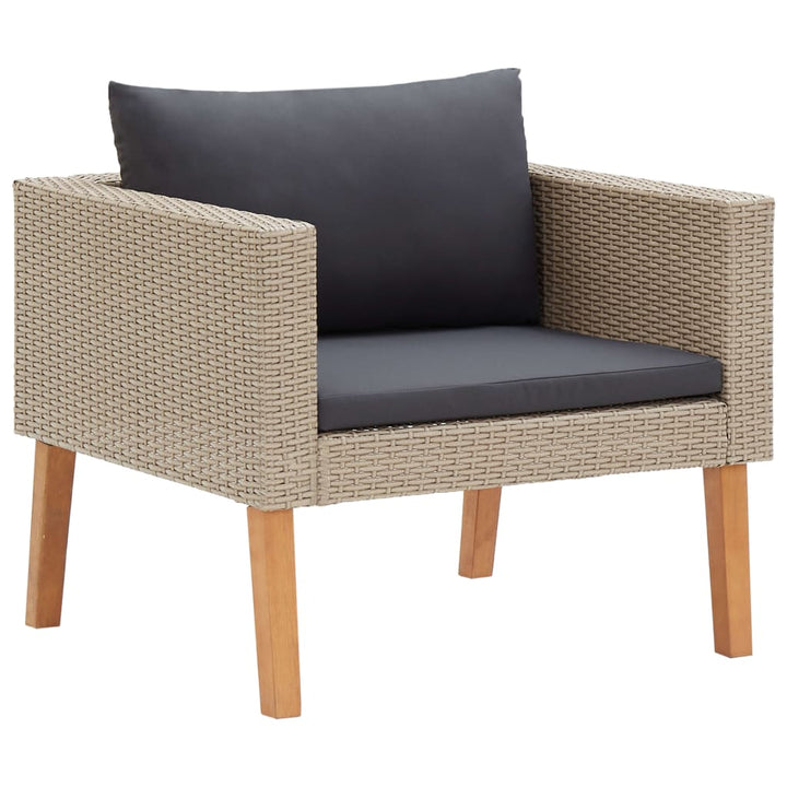 haveloungesæt 3 dele med hynder polyrattan beige