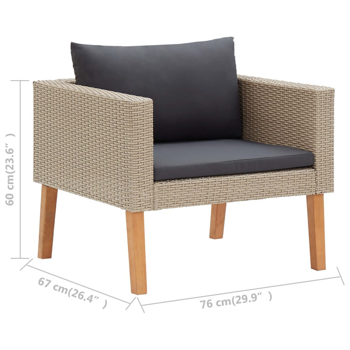 1-personssofa med hynder polyrattan beige