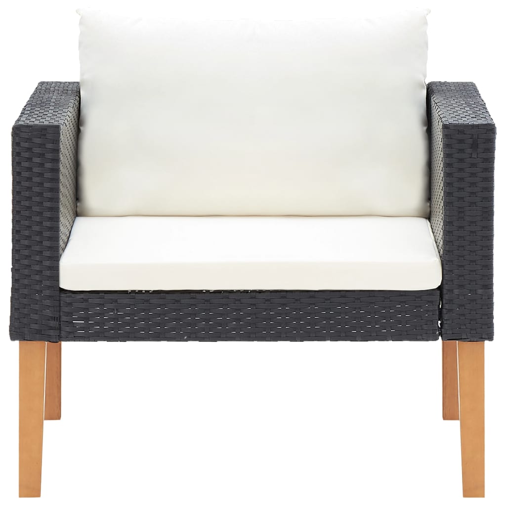 1-personssofa med hynder polyrattan sort
