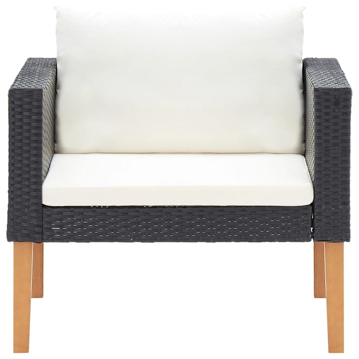 1-personssofa med hynder polyrattan sort