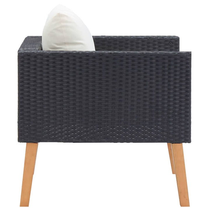 1-personssofa med hynder polyrattan sort
