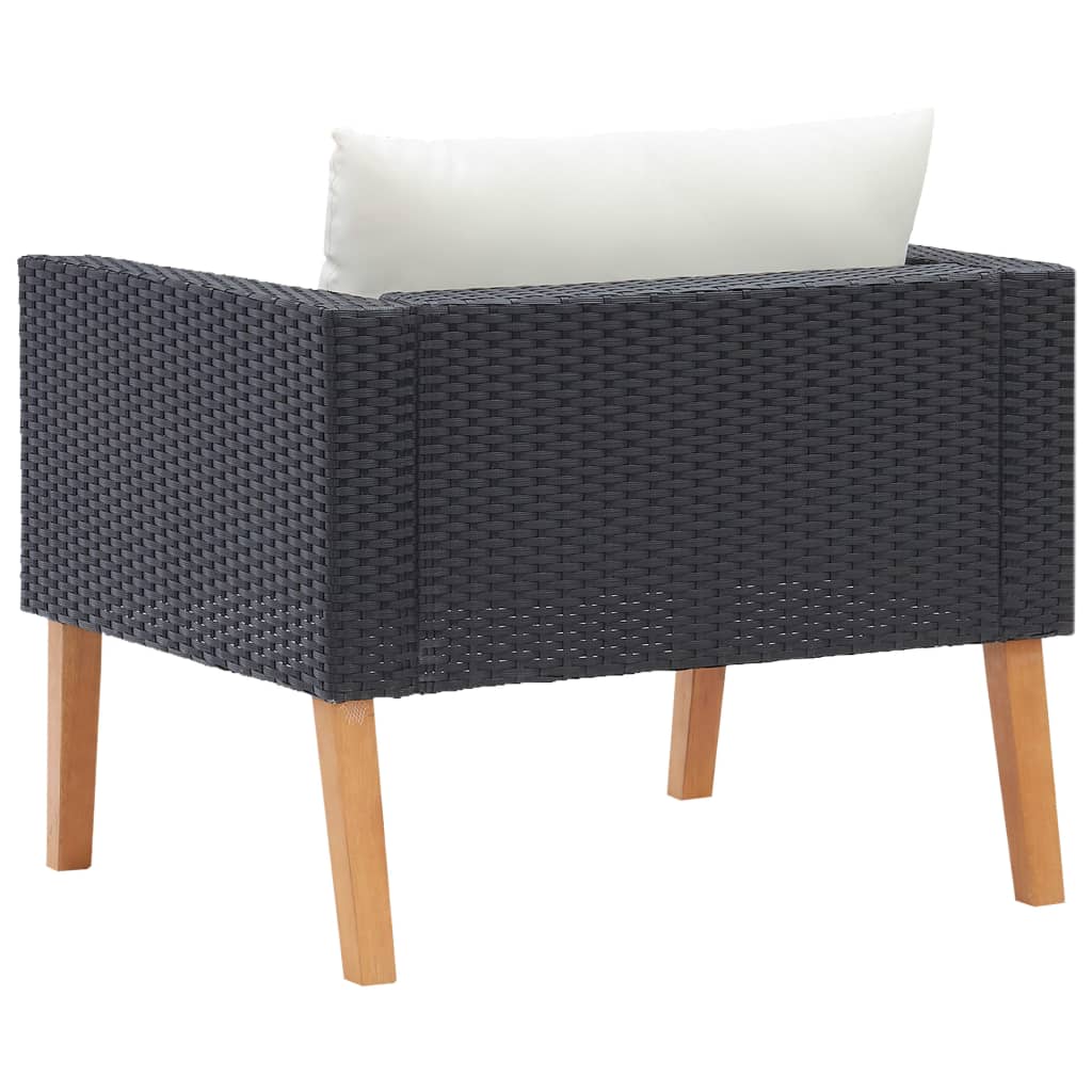 1-personssofa med hynder polyrattan sort