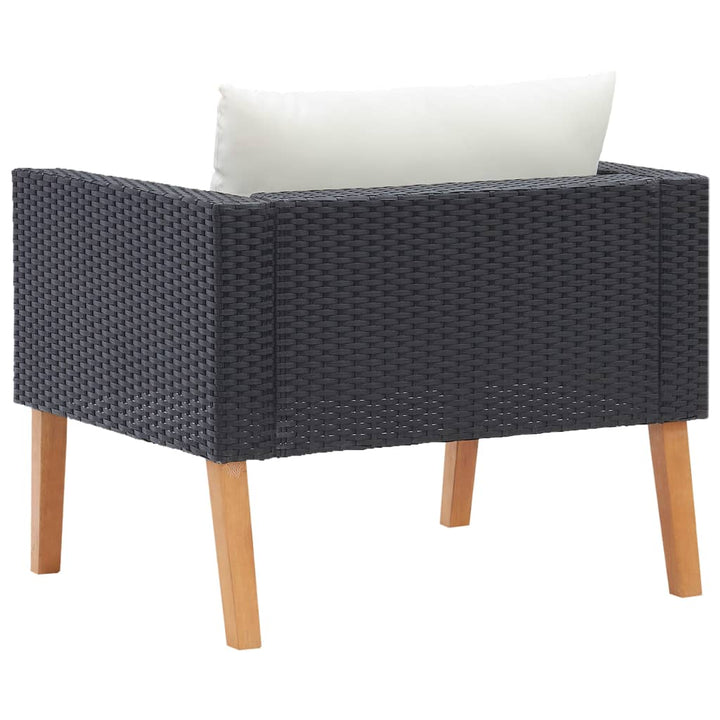 1-personssofa med hynder polyrattan sort