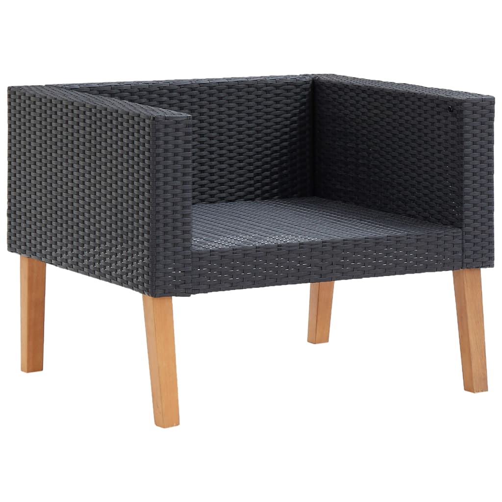 1-personssofa med hynder polyrattan sort