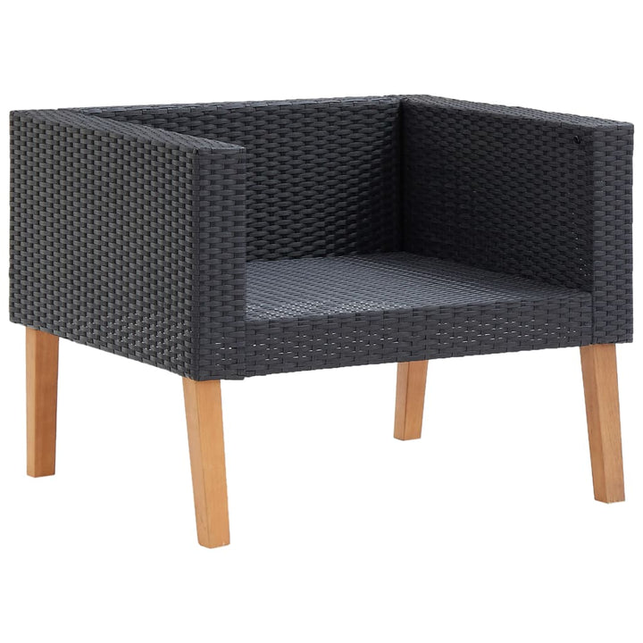 1-personssofa med hynder polyrattan sort