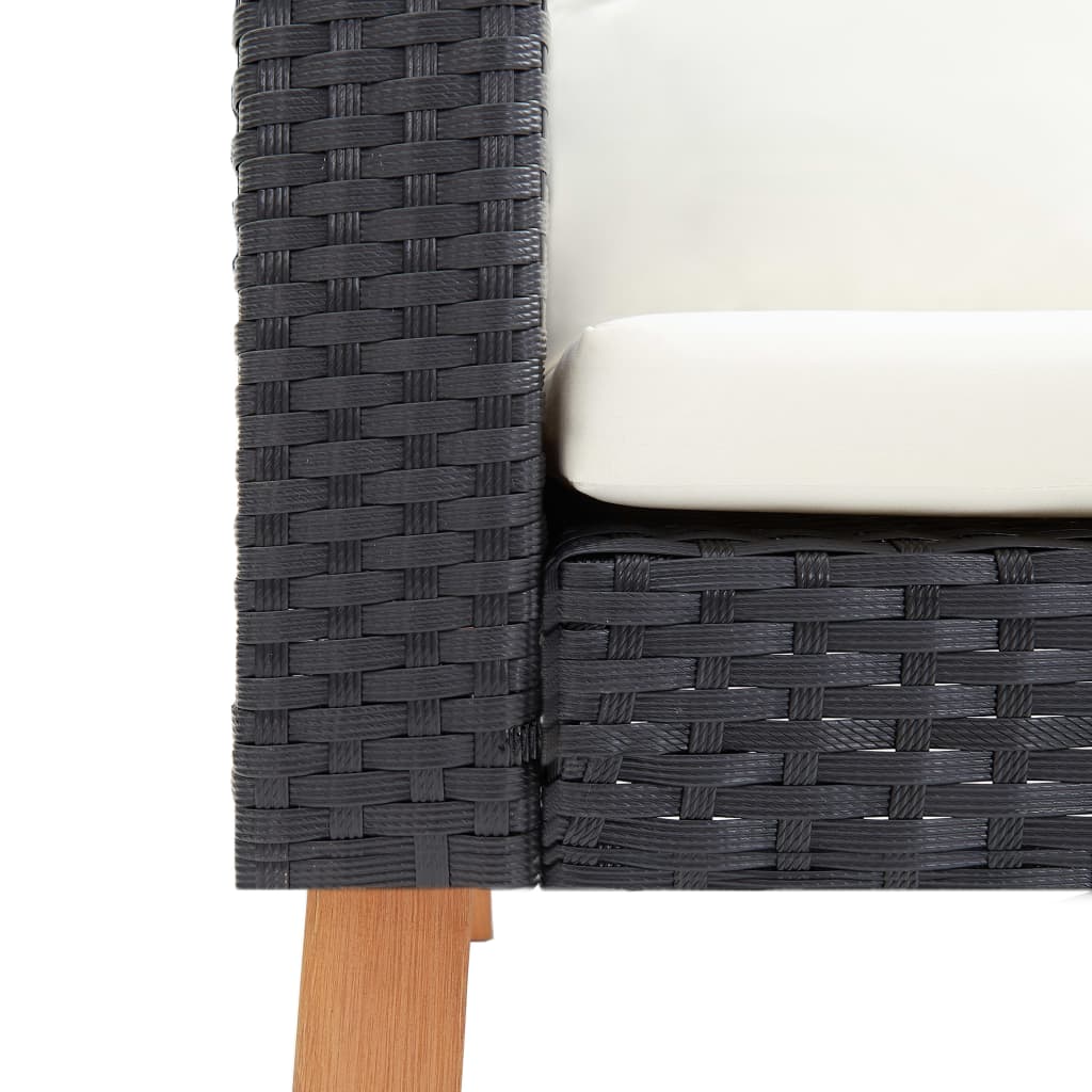 1-personssofa med hynder polyrattan sort