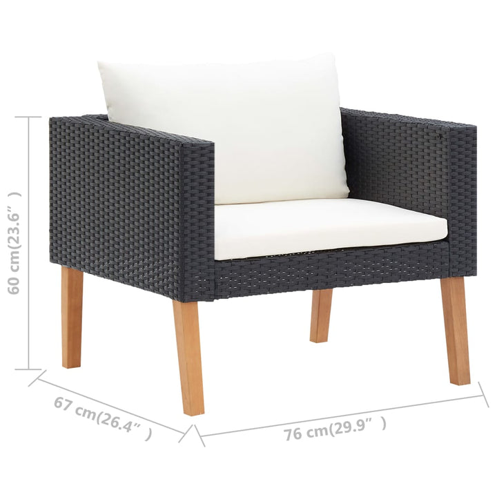 1-personssofa med hynder polyrattan sort