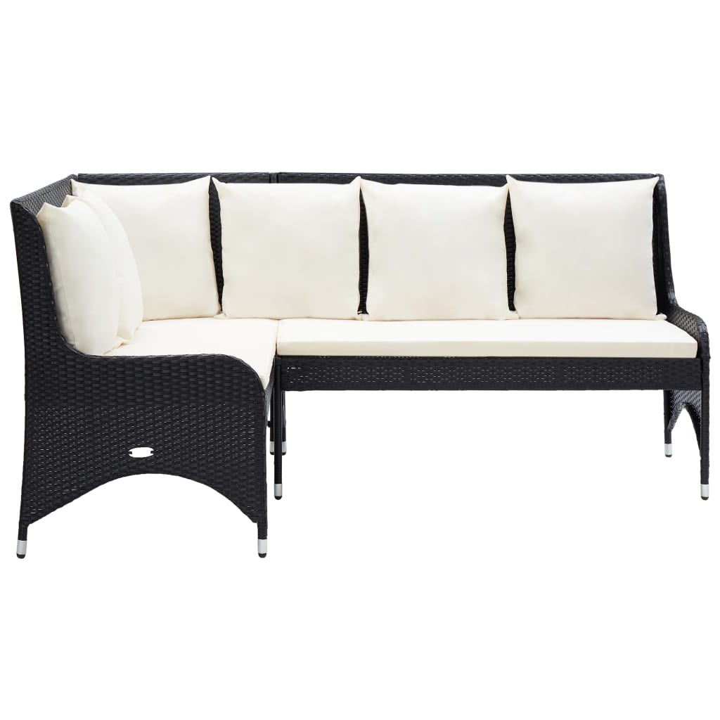 hjørnesofaer til haven 2 stk. polyrattan sort