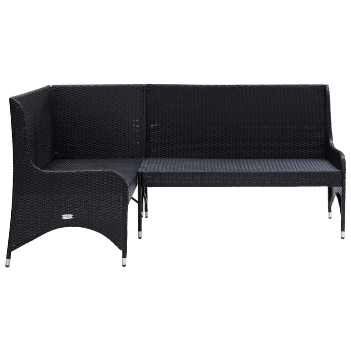 hjørnesofaer til haven 2 stk. polyrattan sort